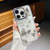 Luxury Electroplating Lens Frame Butterfly Print Case For iPhone 15 16 Pro Max Plus 14 13 12 Pro 11 Transparent TPU Phone Cover
