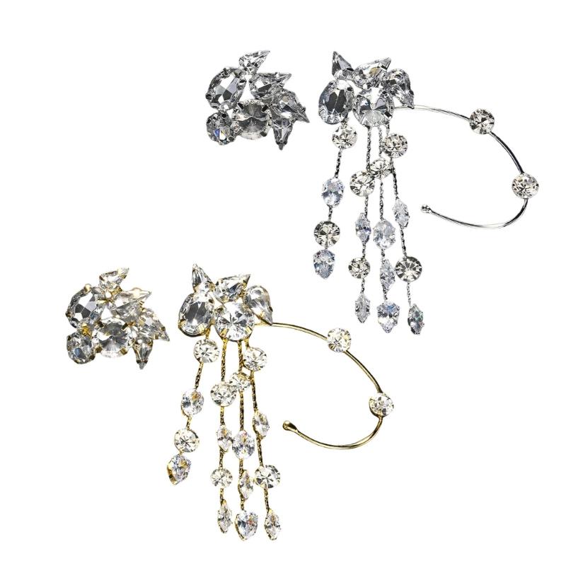 Fashionable Alloy Ear Cuff With Rhinestones Tassels Stylish Ear Pendant Charm Ideal For Weddings And Evening Event