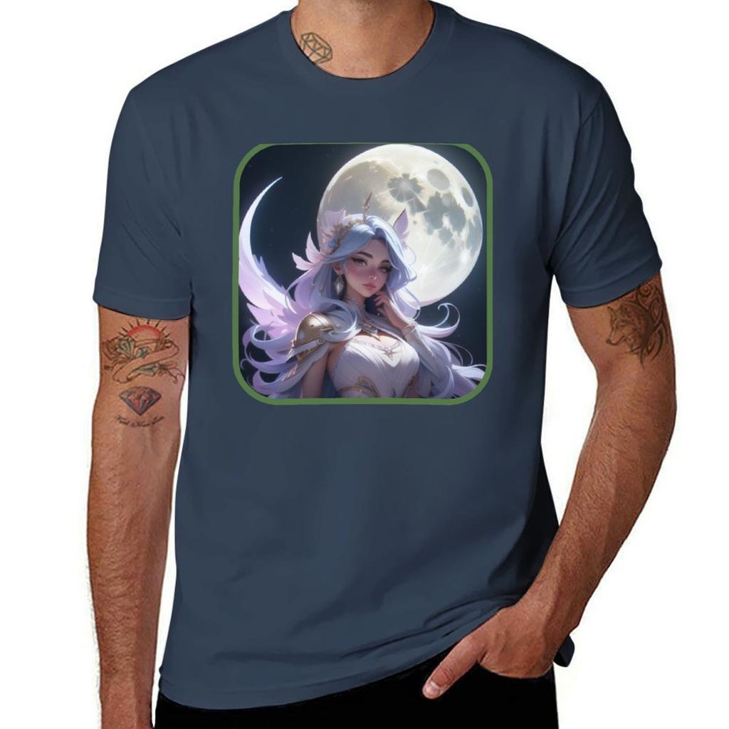 Ethereal Moon Goddess Anime Style Tshirt Lightweight Running Tshirt