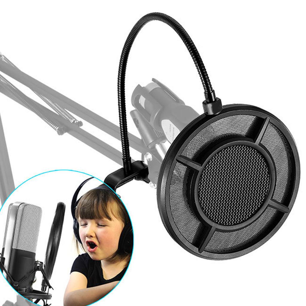 Double Layer Studio Microphone Pop Filter Flexible Wind Screen Sound Filter Shield for Broadcast Podcast Recording