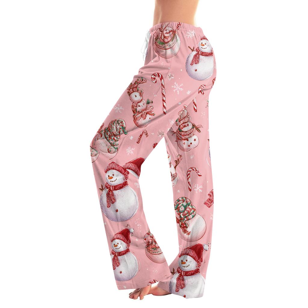 Women's Drawstring Christmas Printed Casual Pants