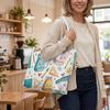 Cute Stationery Print Tote Bag Fashion Daily Shoulder Handbag for Shopping Travel Use