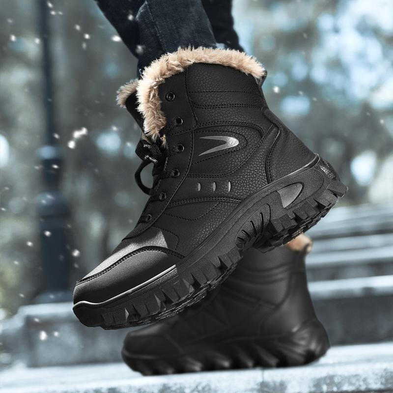2024 New Winter Men's Snow Boots New Waterproof Leather Warm Plush Ankle Boots Non-slip High Quality Light Luxury Brand Shoes