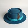 Spring Autumn Billycock Felt Small Brim Feather Bowler Hat Women Men's Fashion All-Matching British Style Hip Hop Fedora Hat