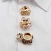 2026 New 23MM High-end Temperament Style Gold Retro Flower Rhinestone French Shirt Cufflink Set Simple Wedding Dress Decoration