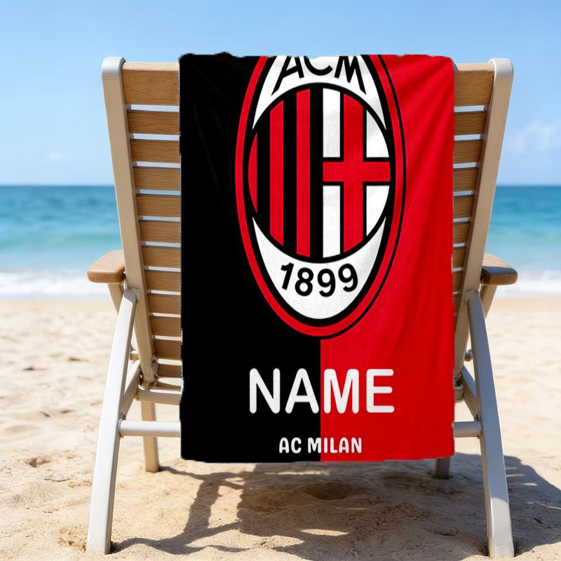 1pc Football26 Beach Towel with Custom Name, Beach/Swimming/Bath/Picnic/Camping Towel, Suitable for Seaside Beaches