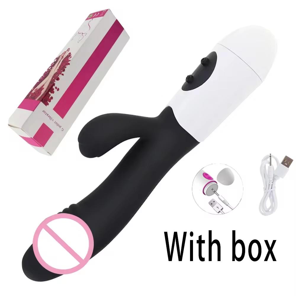 Powerful Dildo Rabbit Vibrator G Spot Clit Vagina Anal Stimulator Nipple Massage Masturbator Female Sex Toy for Adults Couple
