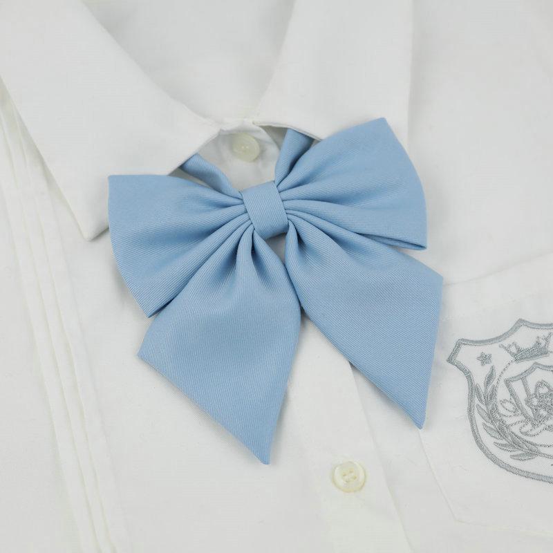 

Однотонный галстук-бабочка со стрелкой Женский галстук в академическом стиле Аксессуар для школьной формы Лента Бант Минималистичная мода небесно-голубой