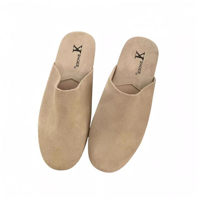 Spring New Retro Round Head Thick-soled Matte Leather Bag Head Half Slippers Women Wear Lazy Mu Qin Shoes