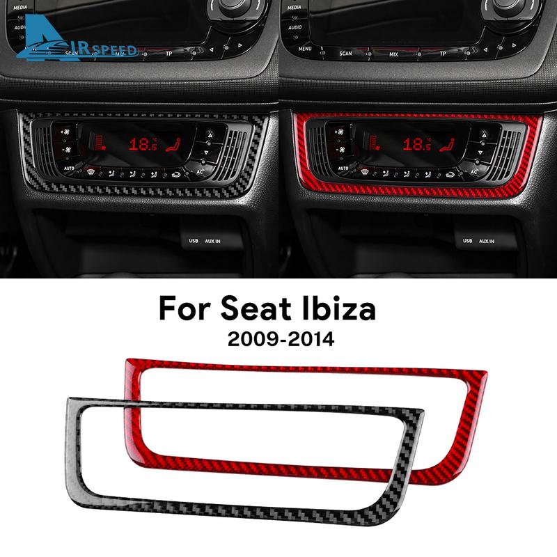 Per Seat Ibiza 6j 2009 2010 2011 2012 2013 2014 Adesivo Reale in Morbida Fibra di Carbonio LHD RHD Pannello Cornice Controllo Centrale AC Auto