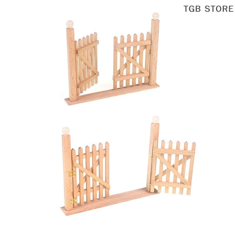 1/12 Wood Fence Gate Model Miniature Fairy Garden Door Dollhouse Simulation Furniture Decoration Toys