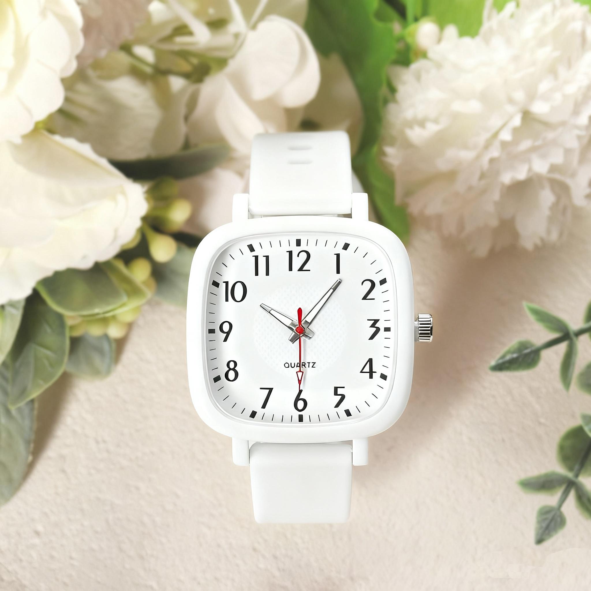 

1PC Simple Women s Men s Quartz Watch Christmas Gift Small Square Versatile Couple Quartz Watch Retro Student Casual Electronic Watch белый