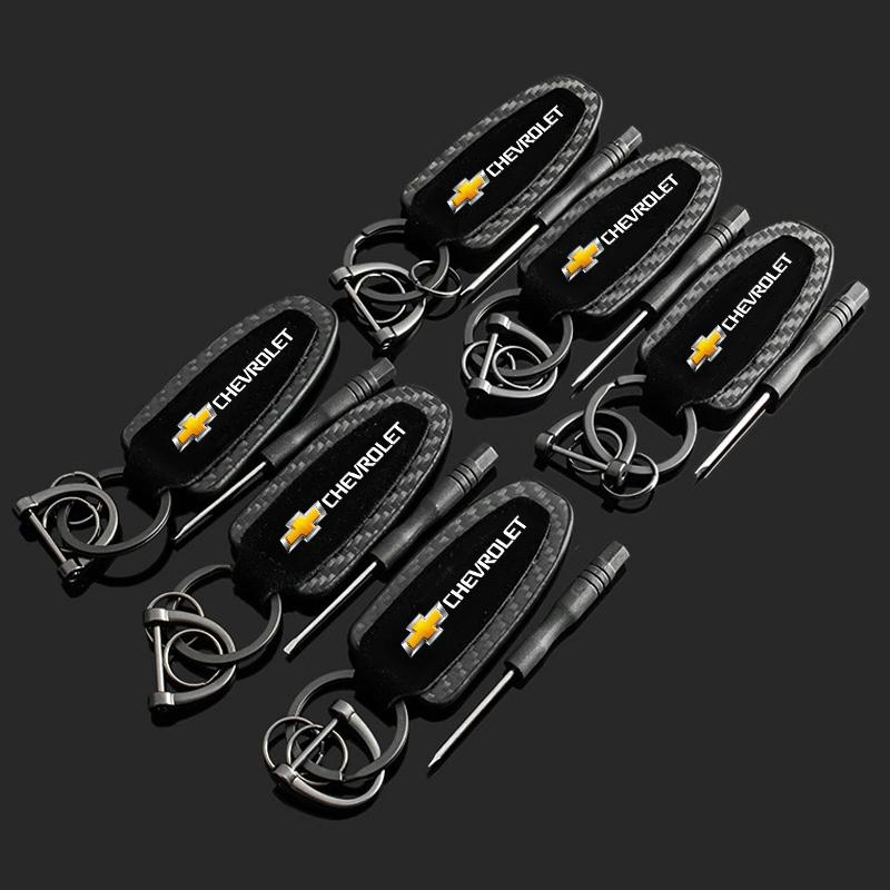 Mocka Bilstyling Nyckelring Kolfiber Nyckelring Tillbehör För Chevrolet Cruze Malibu Colorado Suburban Equinox Blazer Camaro