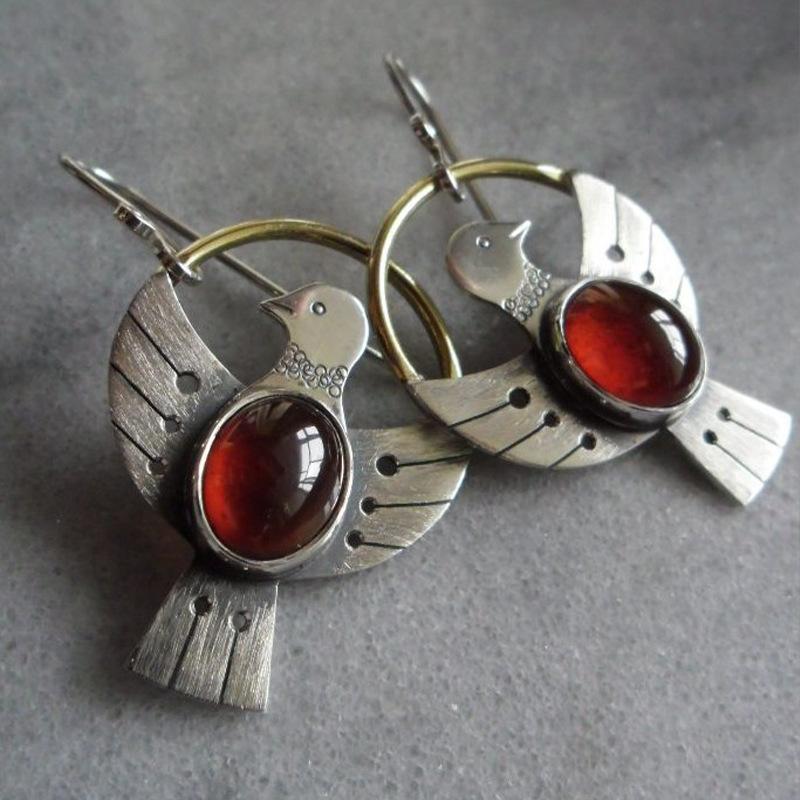 New Large Geometric Metal Dangle Earrings For Women Purple Stone Asymmetrical Earring Female Retro Free Gift Wholesale