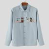 INCERUN Oversized Men Lapel Neck Long Sleeve Embroidery Casual Shirts Tops