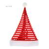 {HMA74} Green Red Stripe Velvet Christmas Hat Shiny Santa Hat Festive Party Cap for Adults Kids Festive Headwear Xmas Costume