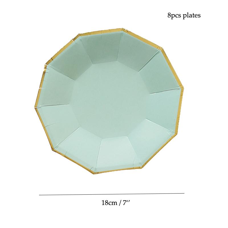 8 PCS/Lot Party Paper Plates Cups Pink Gold Happy Birthday Party Wedding Decoration Baby Shower Tableware Kids Birthday Decor