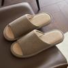 Fashion Men Linen Slippers 2025 Autumn Winter Breathable Absorbent Non-Slip Home Slippers All Seasons Indoor Floor Couple Slippers