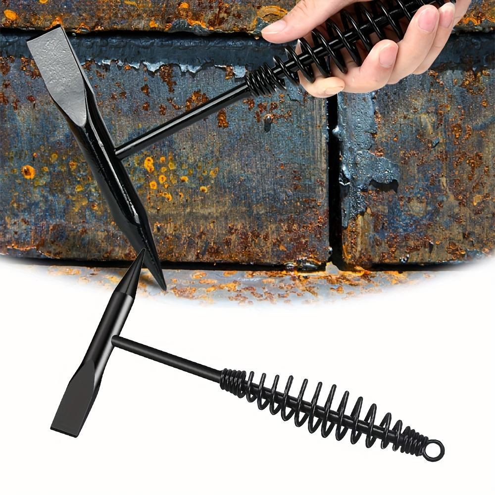 Professional Welding Chipping Hammer, High-Carbon Steel, Spring Handle Secure Ergonomic Grip, Slag Remover Tool, 1 Pc, Black