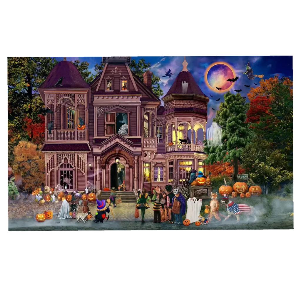 500 Parça Puzzle Kar Kaplı Kulübe Tatil Köyleri ile Sıcak Noel Sıcaklığını Tadın Parıldayan Tatil Süslemeleri Rahat Kış Arka Planları Kucakla