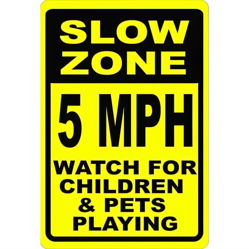 Tin Sign Slow Zone  MPH Watch for Children  Pets Playing Vintage Warning Road Sign Metal Wall Art Poster Garage Bar Pub Hom