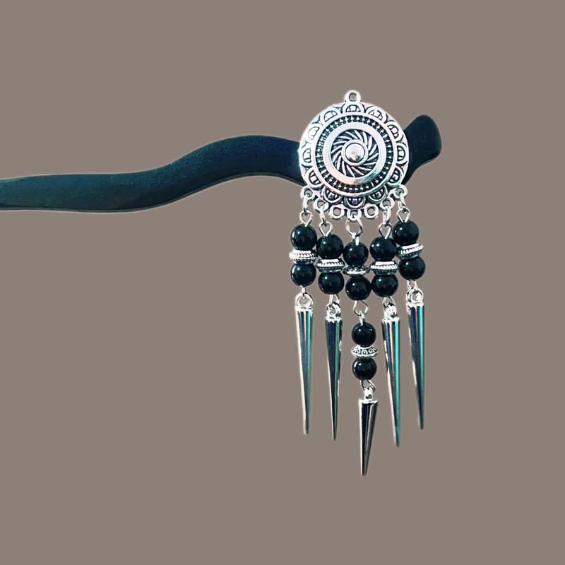 Vintage Chinese Style Wooden Tassel Hair Sticks For Women Girls Elegant Moon Hair Clip Hanfu Headwear Jewelry Hair Accessories