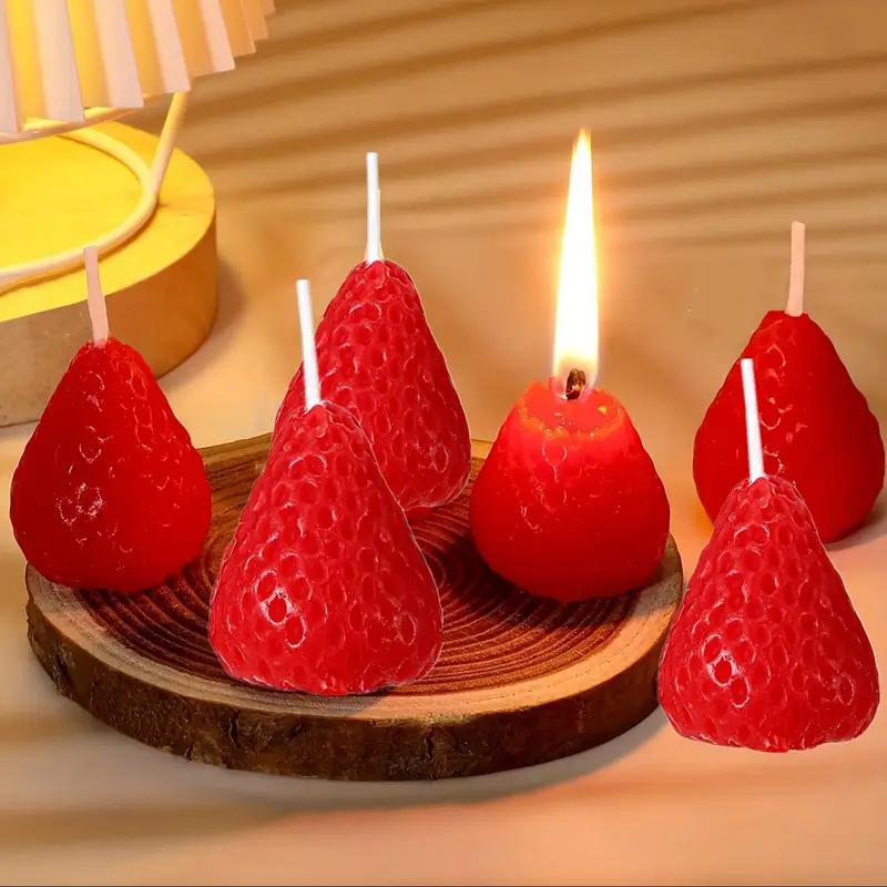 4pcs-Strawberry Candles Soy Wax Aromatherapy Candles Scented Candles Cake Party Home Decoration Creative Birthday Gift
