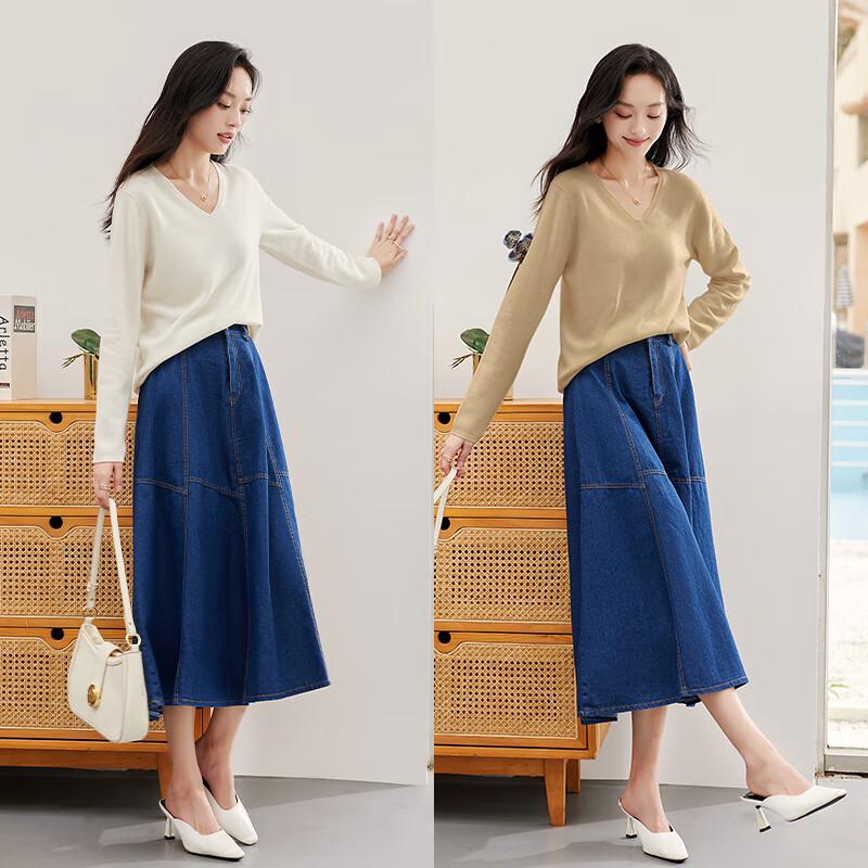 VICTORIA&VERA Women's Cashmere Blend V-Neck Knit Sweater V8701S04