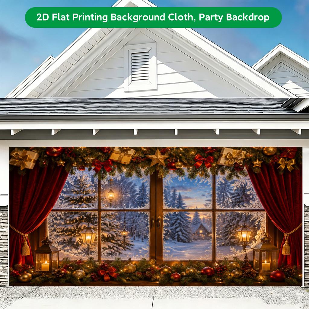 1Pcs Winter Window Snow View Landscape Decoration Background Winter Backdrop Decorations For Photo Studio Photo Booth Party