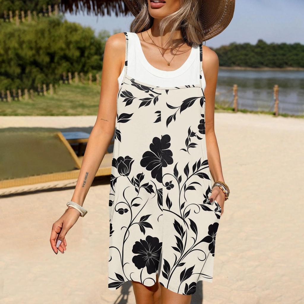 Damen Lässige Und Modische Ärmellose Camisole Mit Tasche Jumpsuit Shorts Jumpsuit Shorts