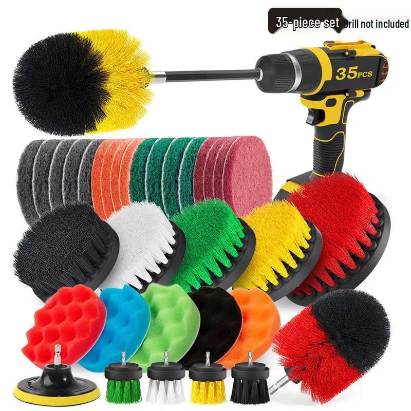 24-Piece Car Cleaning & Polishing Kit: Wheel Hub Brushes & Waxing Tools Set