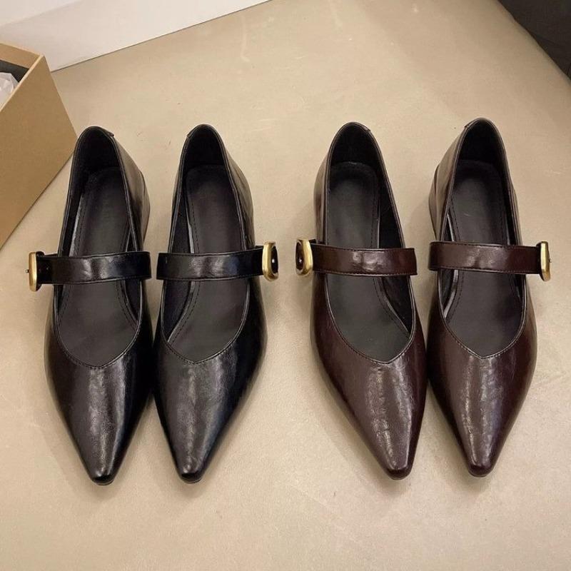 Spring Summer Elegant Thick Heel Pointed Casual Single Shoe Breathable Shallow Mouth Versatile Simple Comfortable Women's Shoes