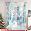 Set Of 2 Flat Printing Merry Christmas Popular Curtain Snowman Fabric Without Electricity Birthday Curtains Made Polyester Machine Washable