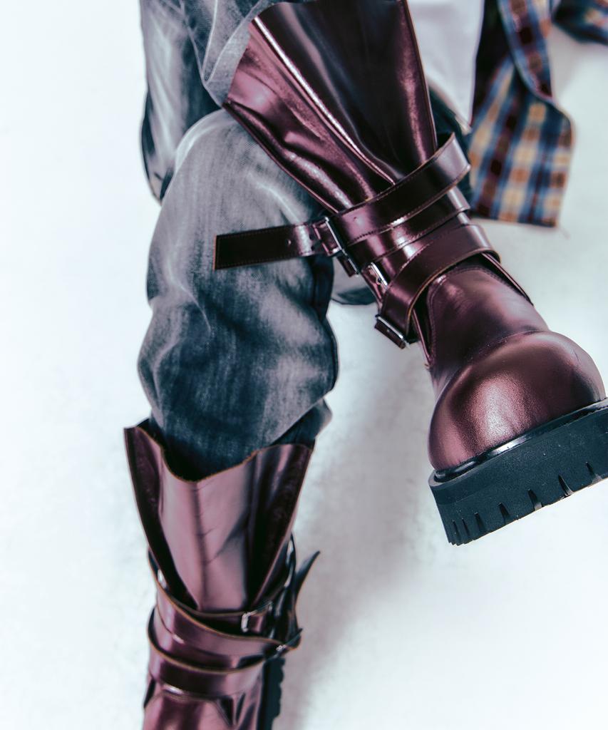 Lanarchive [5011] Wine Maxi Buckle Boots
