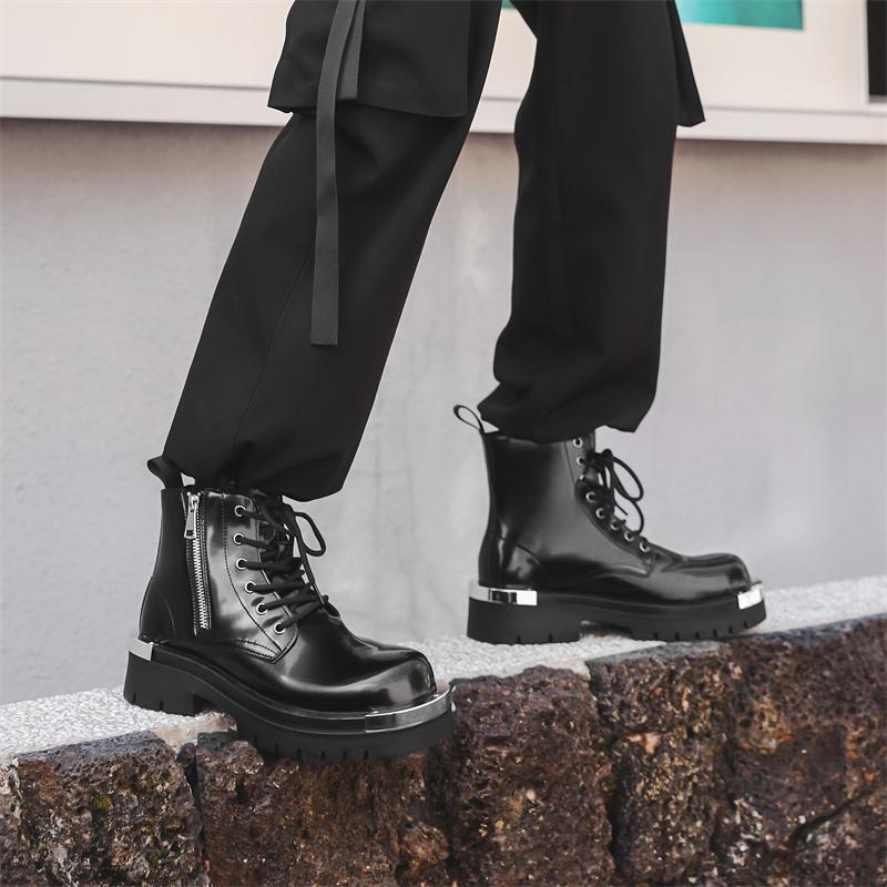 Men's Thick Soled Boots Fashion Designer Style Outdoor Leisure Business Party Daily Office Street Walking Young Men's Shoes