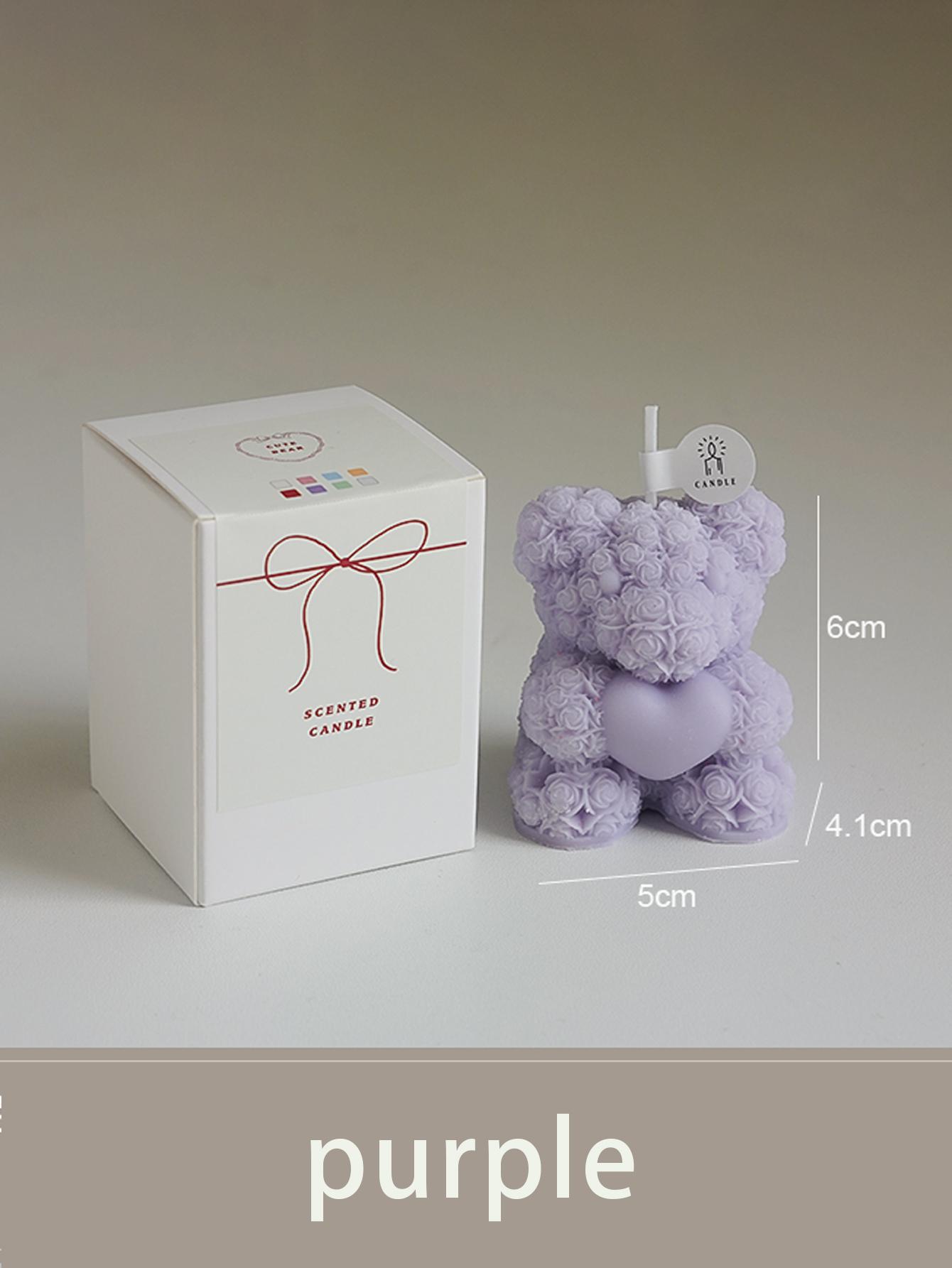 

1 ароматическая свеча на День святого Валентина, розы, мишки, подходит для украшения дома, для сочетания с подарками, для дарения подарков