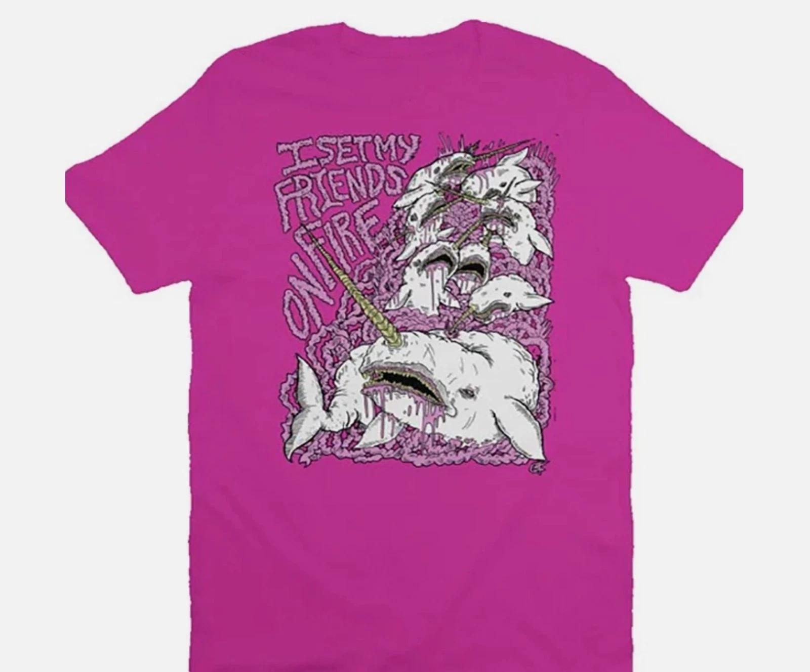 Rare I Set My Friends On Fire Band Pink All Size T-Shirt 2XL