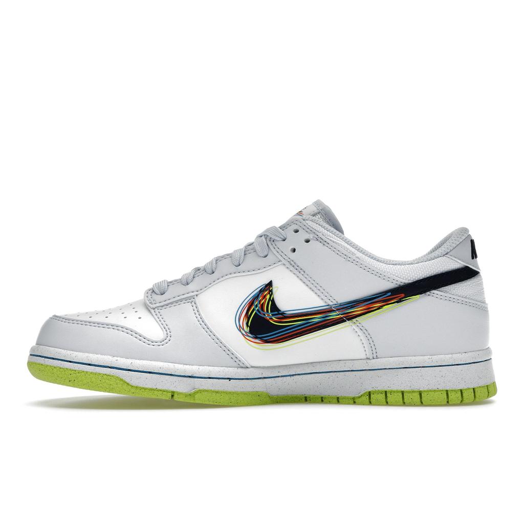 Nike Dunk Low GS 3D Swoosh Kinder-Sneaker Weiß Schwarzlich-Blau Volt DV3478-100