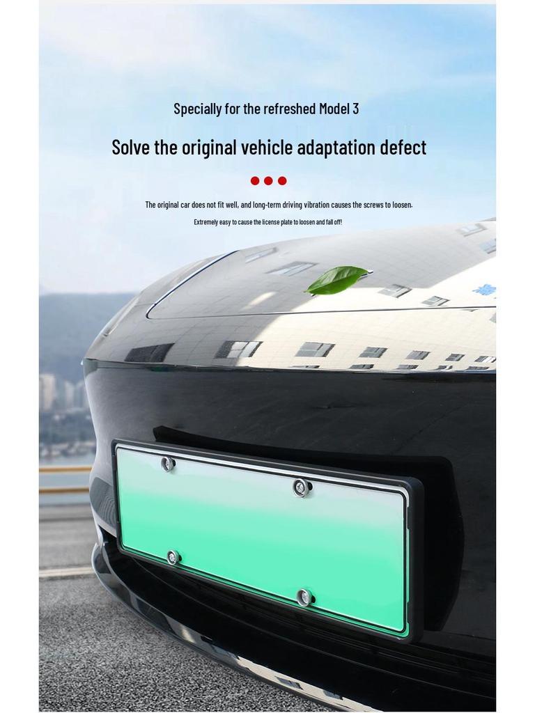 Snap-on Full License Plate Holder for 2023 Tesla Model 3 - Modified Accessory.
