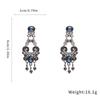 Silver Needle Ethnic Style Diamond-set Pearl Fringed Earrings Retro Ethnic Style Stud Earrings Women's Earrings Design Sense Niche