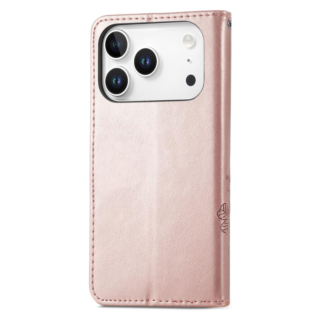 For iPhone 17 Pro Leather Case Four-Leaf Clover Wallet Phone Cover
