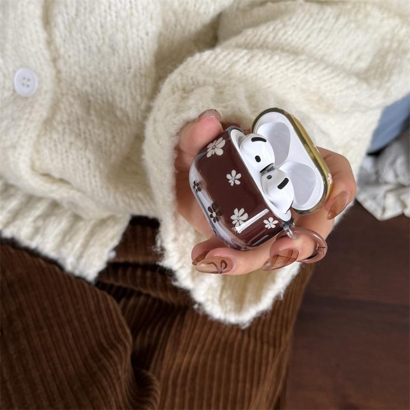 Autumn and winter ins yellow brown flower AirPods 1 generation headset protection for AirPods Pro 1st generation bluetooth headset