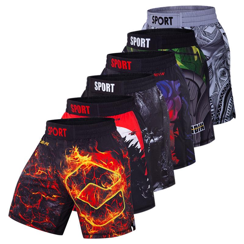 Men's Digital Print Fight Training Shorts for Gym, Jiu-Jitsu, and Sanda