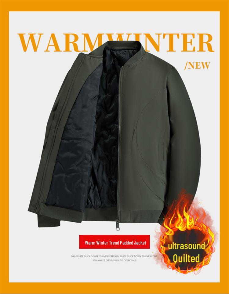 Herrgränsöverskridande Höst/Vinter Ståkrage Baseballjacka - Ultraljud Bomullsfylld Lös Pilot Arbetskläder