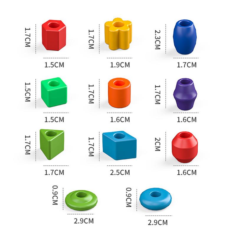 Kolorowe koraliki do nawlekania dla maluchów, sorter kolorów i kształtów, umiejętności motoryki małej, wczesna nauka, zabawki Montessori dla dzieci w wieku przedszkolnym