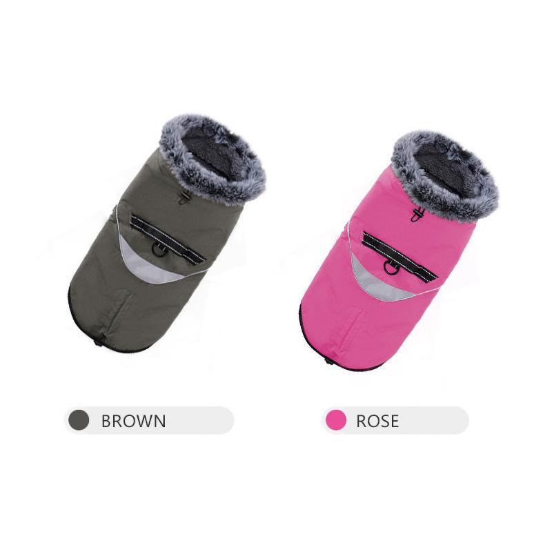 Warm Cozy Fleece-lined Dog Jacket with Explosion-proof Push Handle Reflective Safety Outdoor Walking Dog Coat Large Dogs Clothes