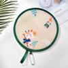 Mini Portable Folding Fan Portable Cartoon Pocket Cloth Embroidery Flower Silk Gift Round Fan Creative Fan Fans Foldable M3F5