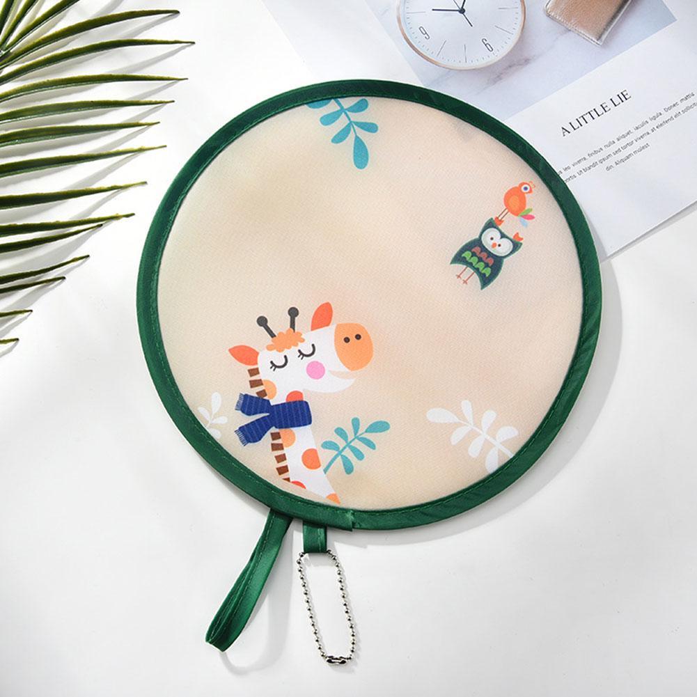 Mini Portable Folding Fan Portable Cartoon Pocket Cloth Embroidery Flower Silk Gift Round Fan Creative Fan Fans Foldable M3F5