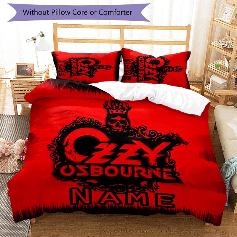3pcs Custom Name Rock Ozzy Osbourne Bedding Set Duvet Cover Closure Includes 1 Duvet Cover & 2 Pillowcases for All Seasons Bedroom Decor