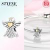Charm Angelic Boy Girl Blue Wings Stars Infinite Charms Beads Fit Bracelet 925 Silver Women Diy Fine Gift Accessory Set